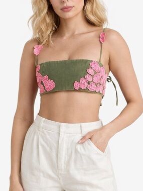 Agua by Agua Bendita Pensamiento Botanico Rosa Crop Top Size M NWT